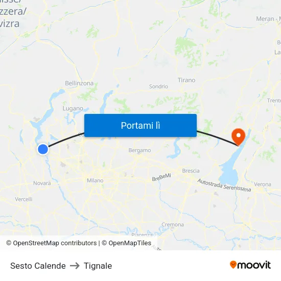 Sesto Calende to Tignale map