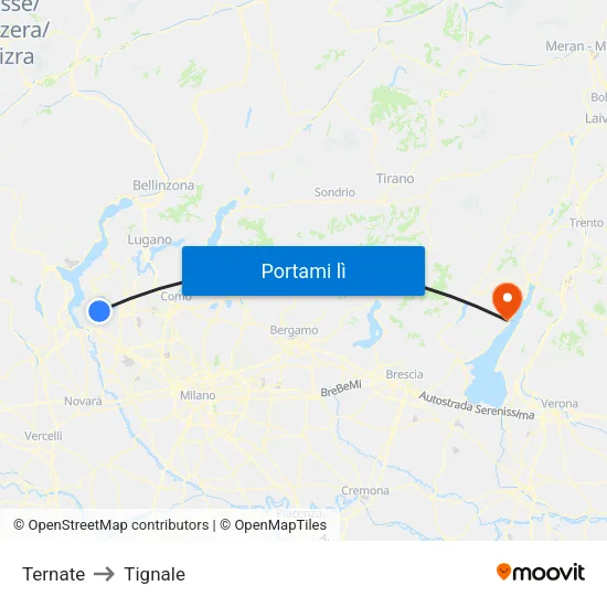 Ternate to Tignale map
