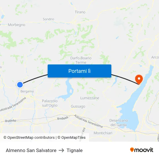 Almenno San Salvatore to Tignale map