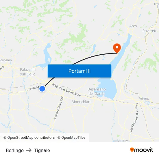 Berlingo to Tignale map