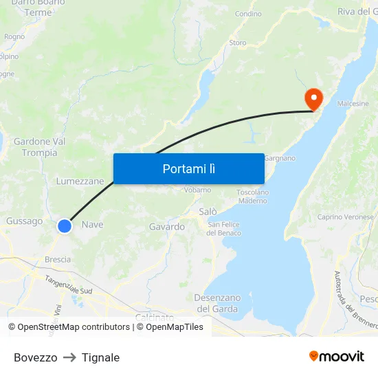 Bovezzo to Tignale map