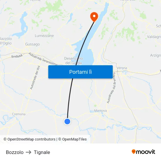 Bozzolo to Tignale map