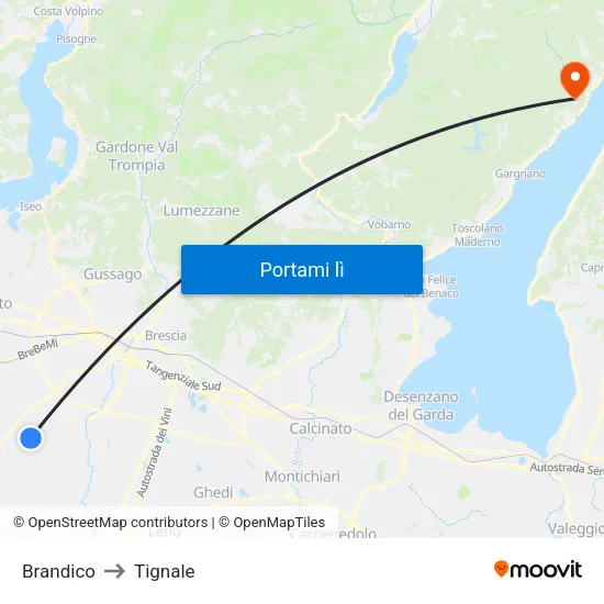 Brandico to Tignale map
