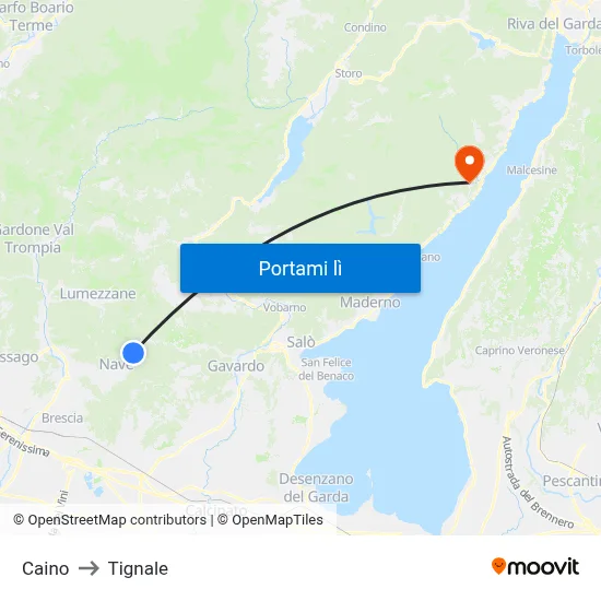 Caino to Tignale map