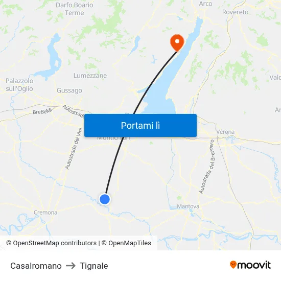 Casalromano to Tignale map