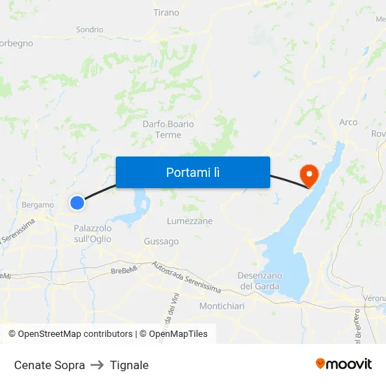 Cenate Sopra to Tignale map