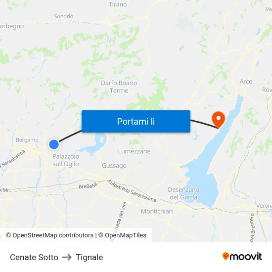 Cenate Sotto to Tignale map