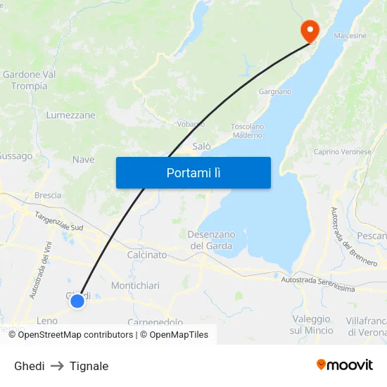 Ghedi to Tignale map