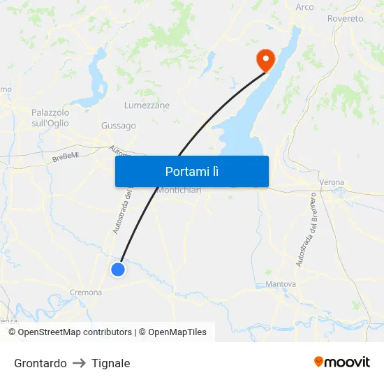 Grontardo to Tignale map