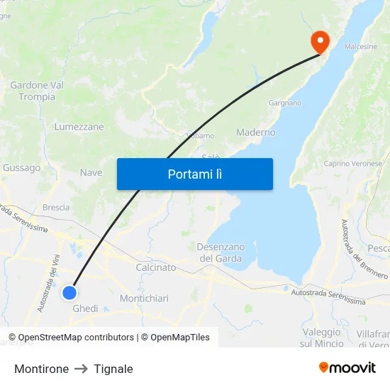 Montirone to Tignale map