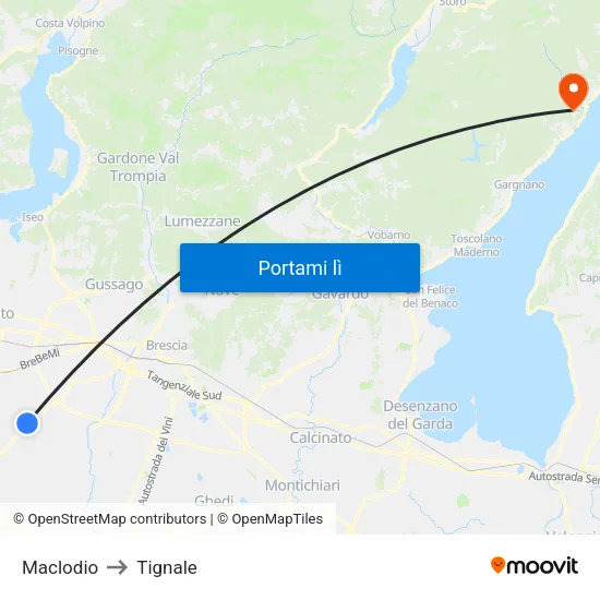 Maclodio to Tignale map