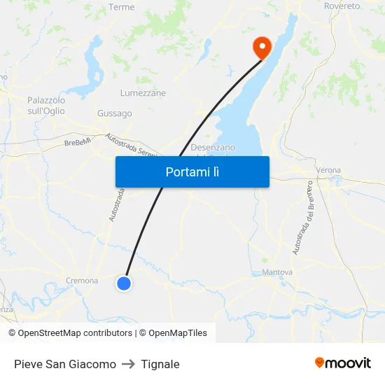 Pieve San Giacomo to Tignale map