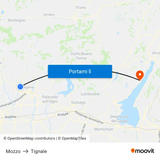 Mozzo to Tignale map