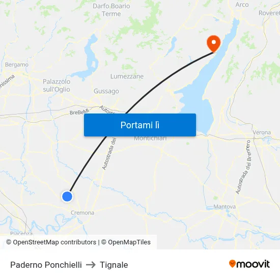 Paderno Ponchielli to Tignale map