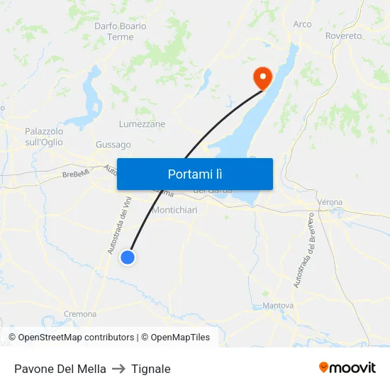Pavone Del Mella to Tignale map
