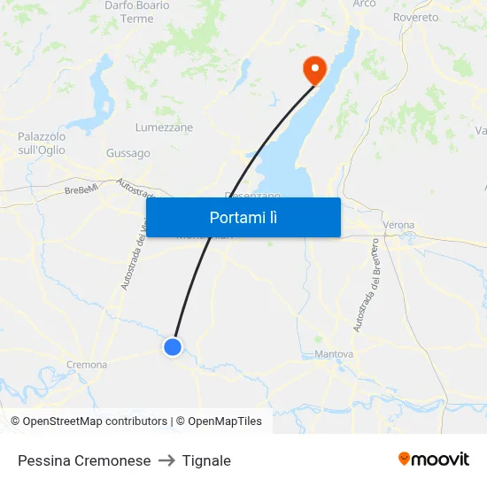 Pessina Cremonese to Tignale map