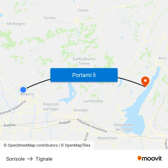 Sorisole to Tignale map
