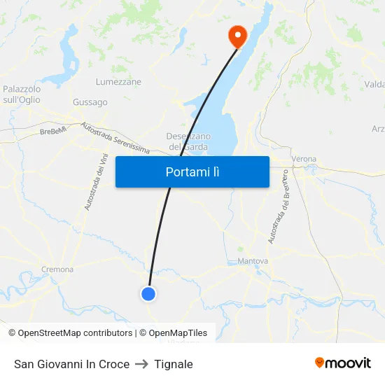 San Giovanni In Croce to Tignale map