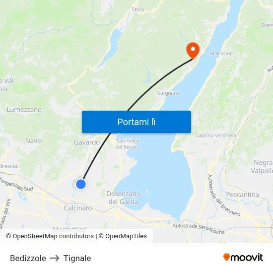 Bedizzole to Tignale map