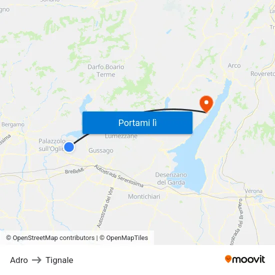 Adro to Tignale map