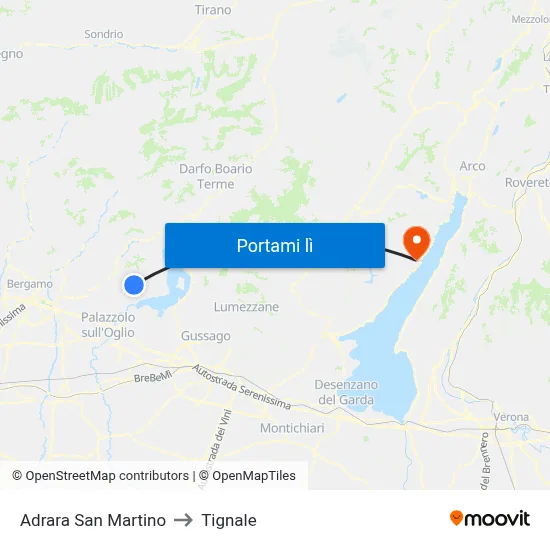 Adrara San Martino to Tignale map