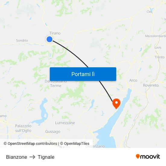 Bianzone to Tignale map