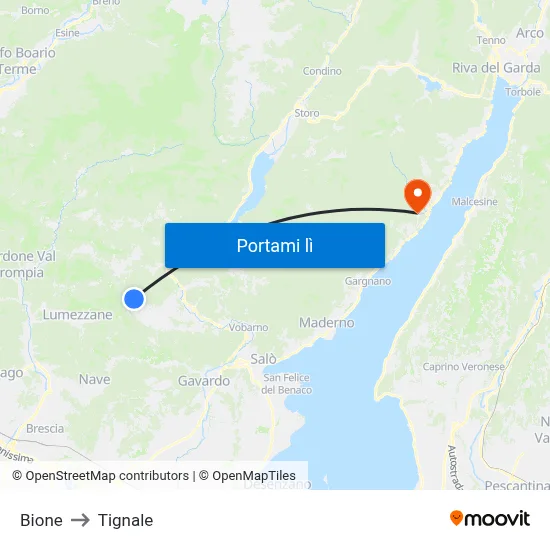 Bione to Tignale map