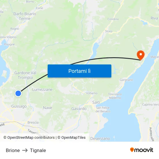 Brione to Tignale map