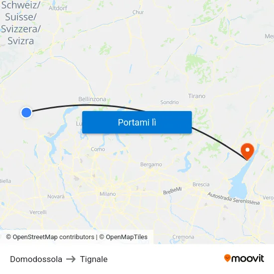 Domodossola to Tignale map