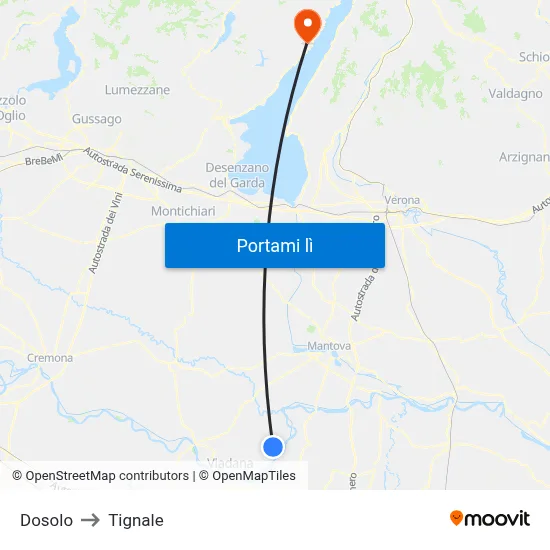 Dosolo to Tignale map