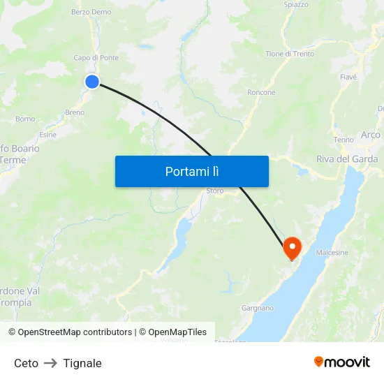 Ceto to Tignale map