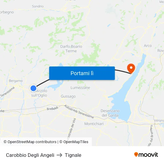 Carobbio Degli Angeli to Tignale map