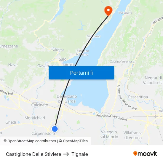Castiglione Delle Stiviere to Tignale map