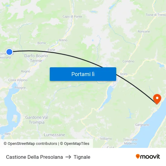 Castione Della Presolana to Tignale map