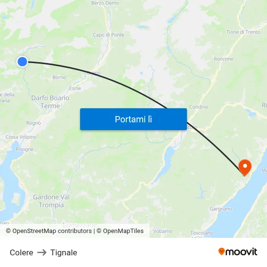 Colere to Tignale map
