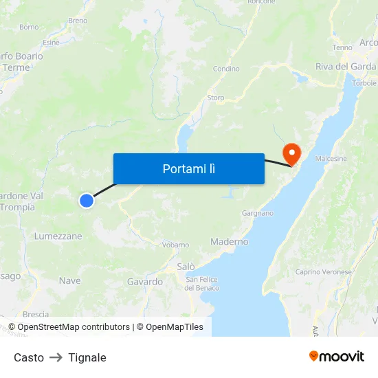 Casto to Tignale map