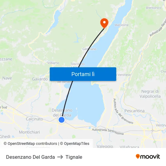 Desenzano Del Garda to Tignale map