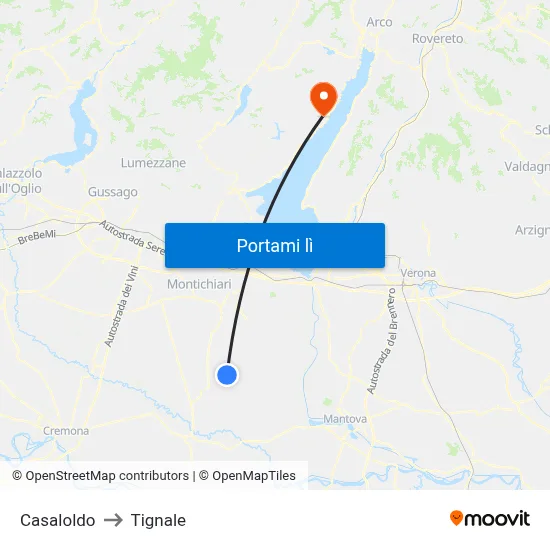 Casaloldo to Tignale map