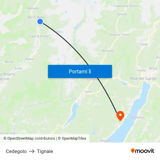 Cedegolo to Tignale map