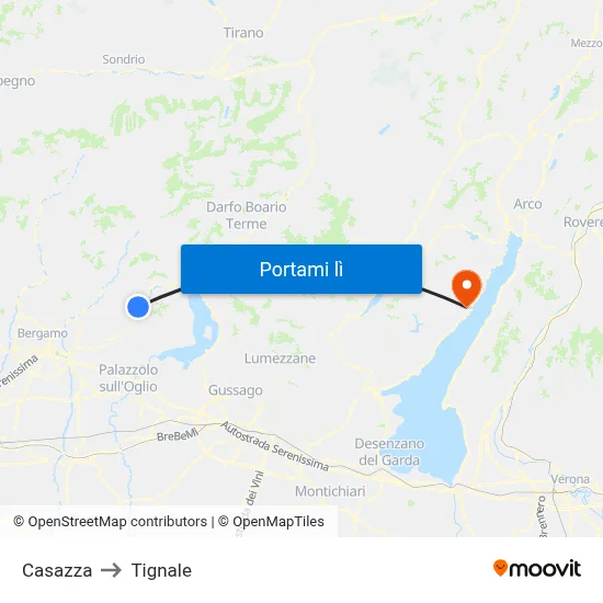 Casazza to Tignale map