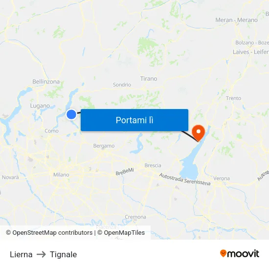 Lierna to Tignale map