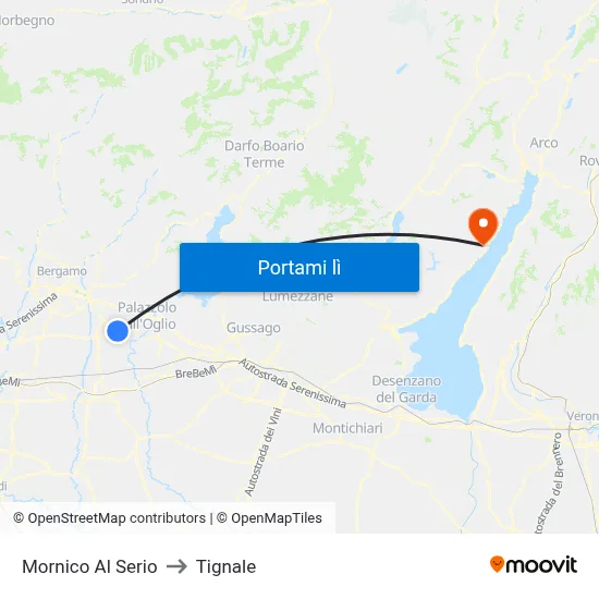 Mornico Al Serio to Tignale map