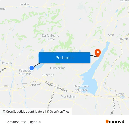 Paratico to Tignale map