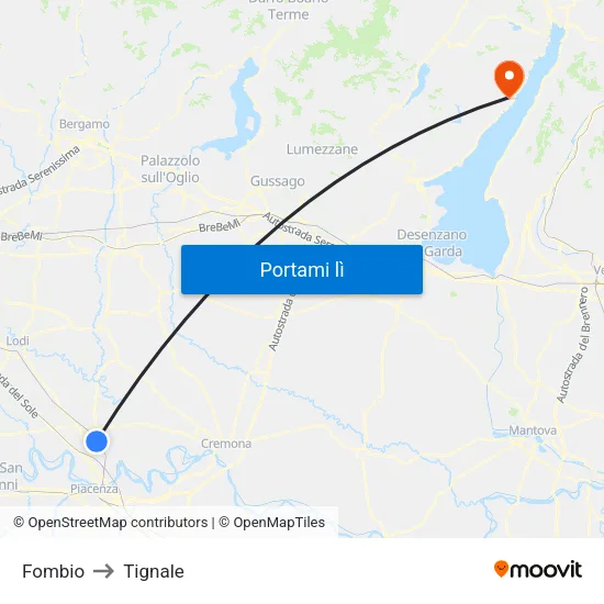 Fombio to Tignale map