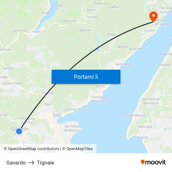 Gavardo to Tignale map