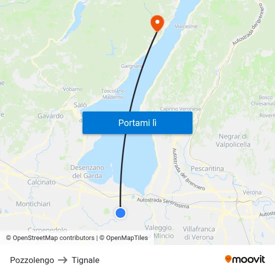 Pozzolengo to Tignale map