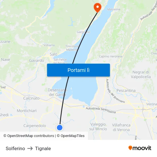 Solferino to Tignale map