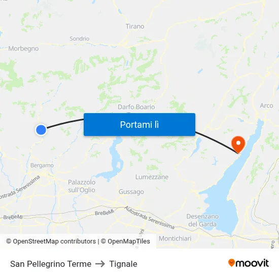 San Pellegrino Terme to Tignale map