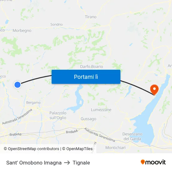 Sant' Omobono Imagna to Tignale map