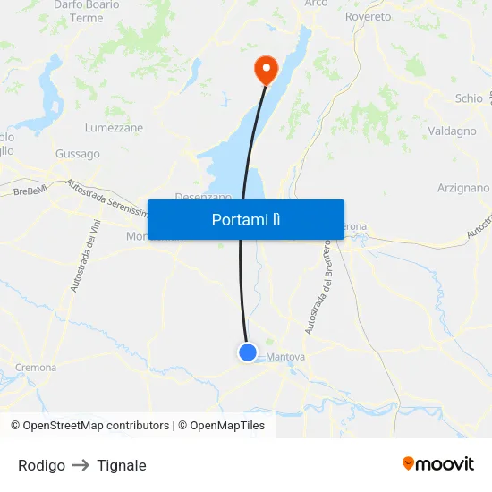 Rodigo to Tignale map